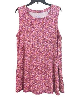 LOGO by Lori Goldstein Pink Multi Print Sleeveless Tank